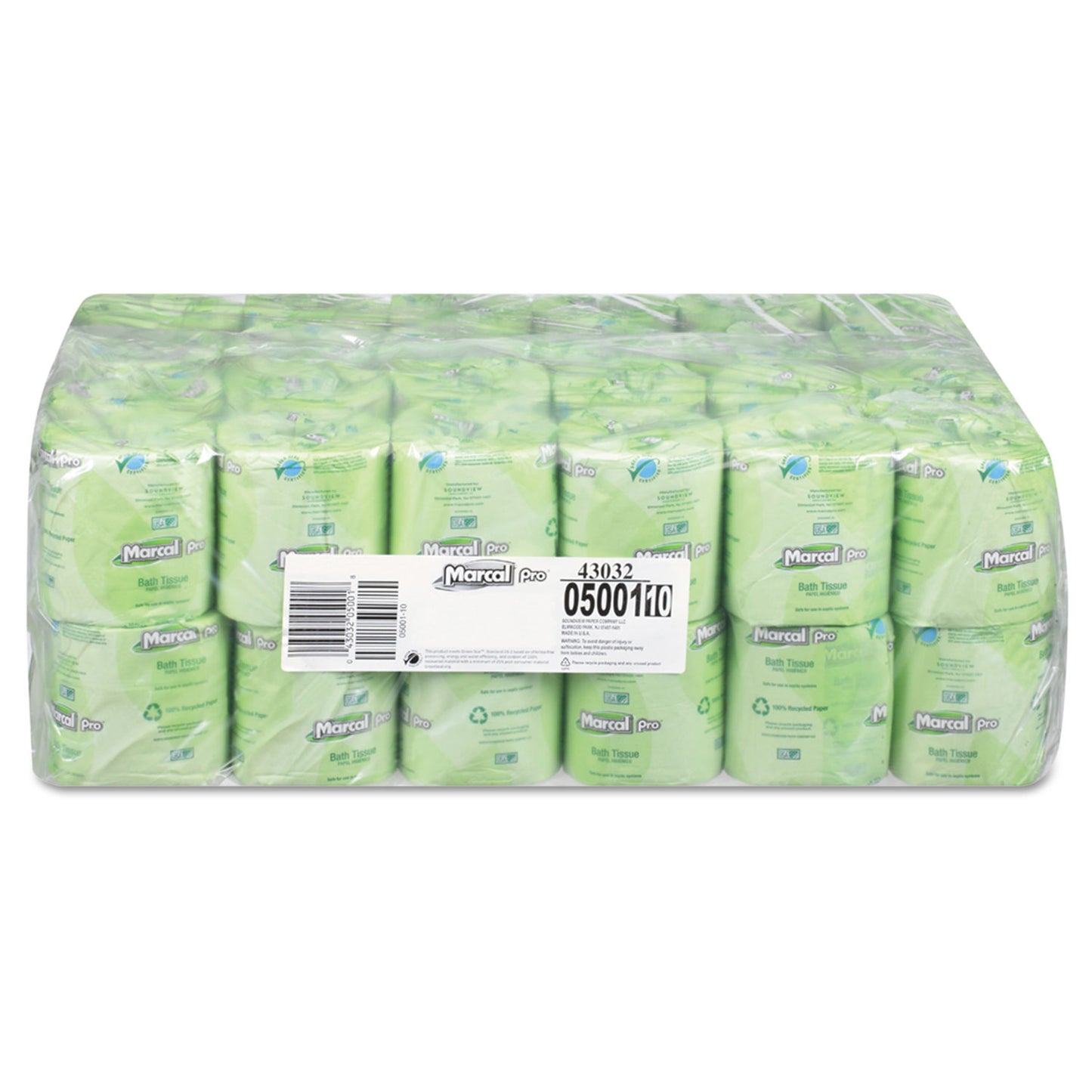 MRC5001 100% Recycled Two-Ply Bath Tissue, Septic Safe, White, 500 Sheets/Roll, 48 Rolls/Carton