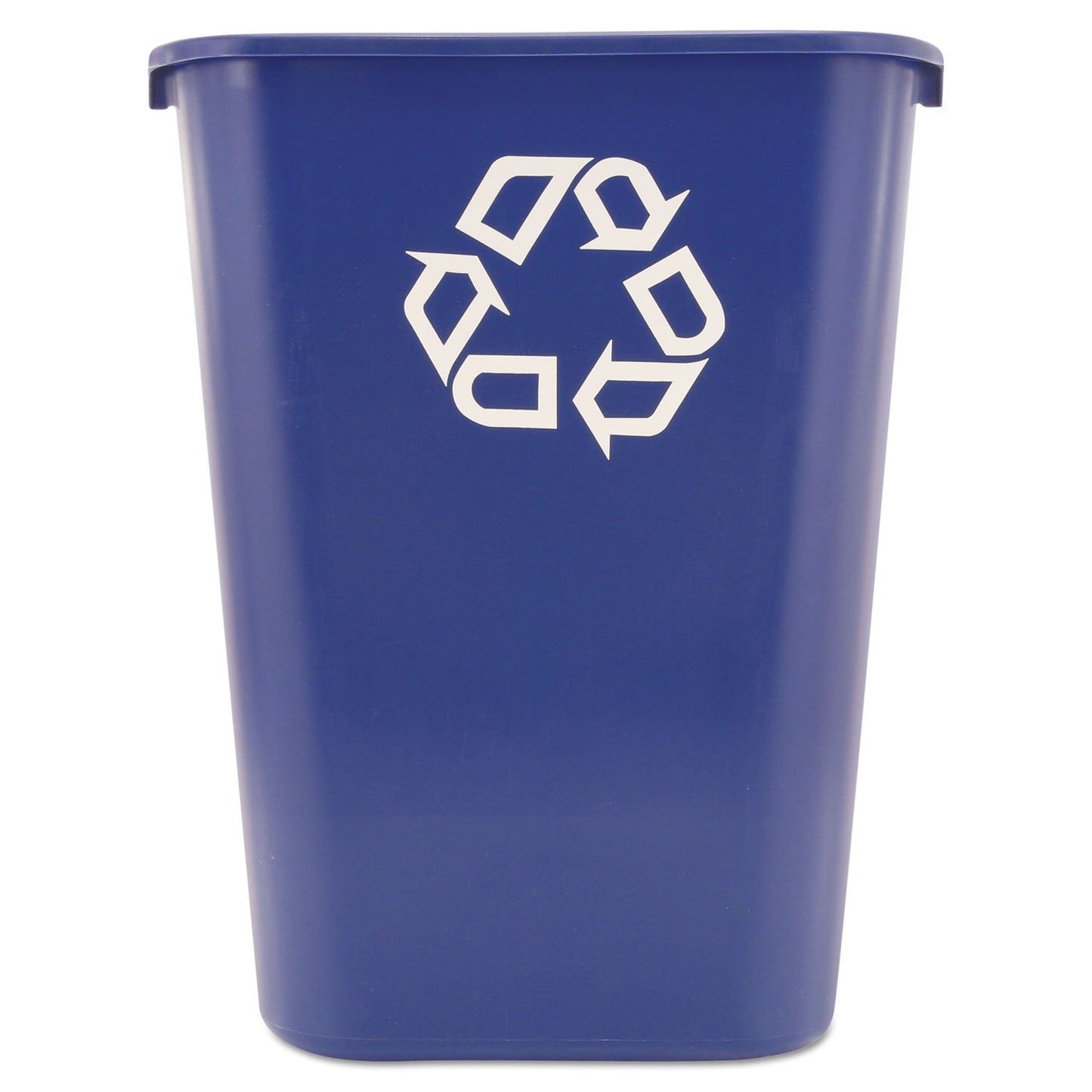 RCP295773BE Deskside Recycling Container with Symbol, Large, 41.25 qt, Plastic, Blue RUBBERMAID COMMERCIAL PROD.