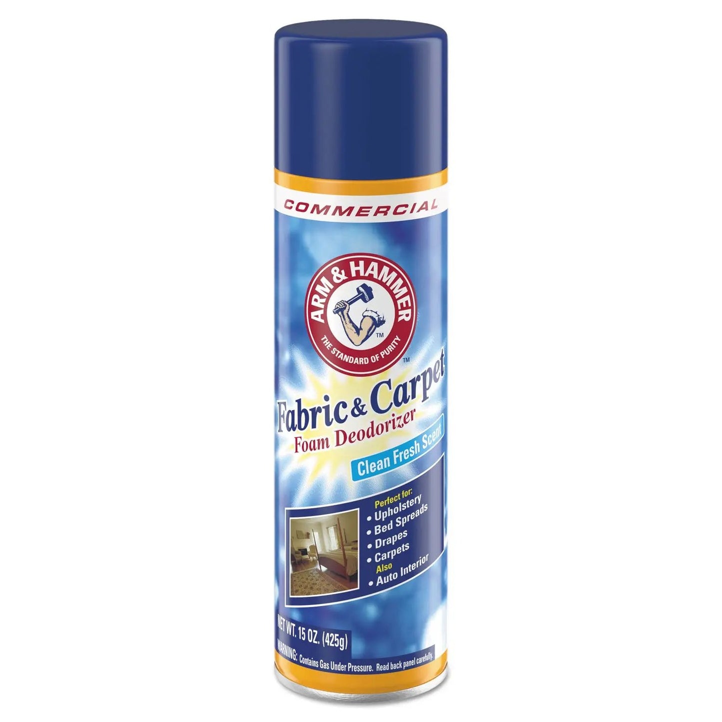CDC3320000514CT Fabric And Carpet Foam Deodorizer, Fresh Scent, 15 Oz Aerosol Spray, 8/carton Arm & Hammer