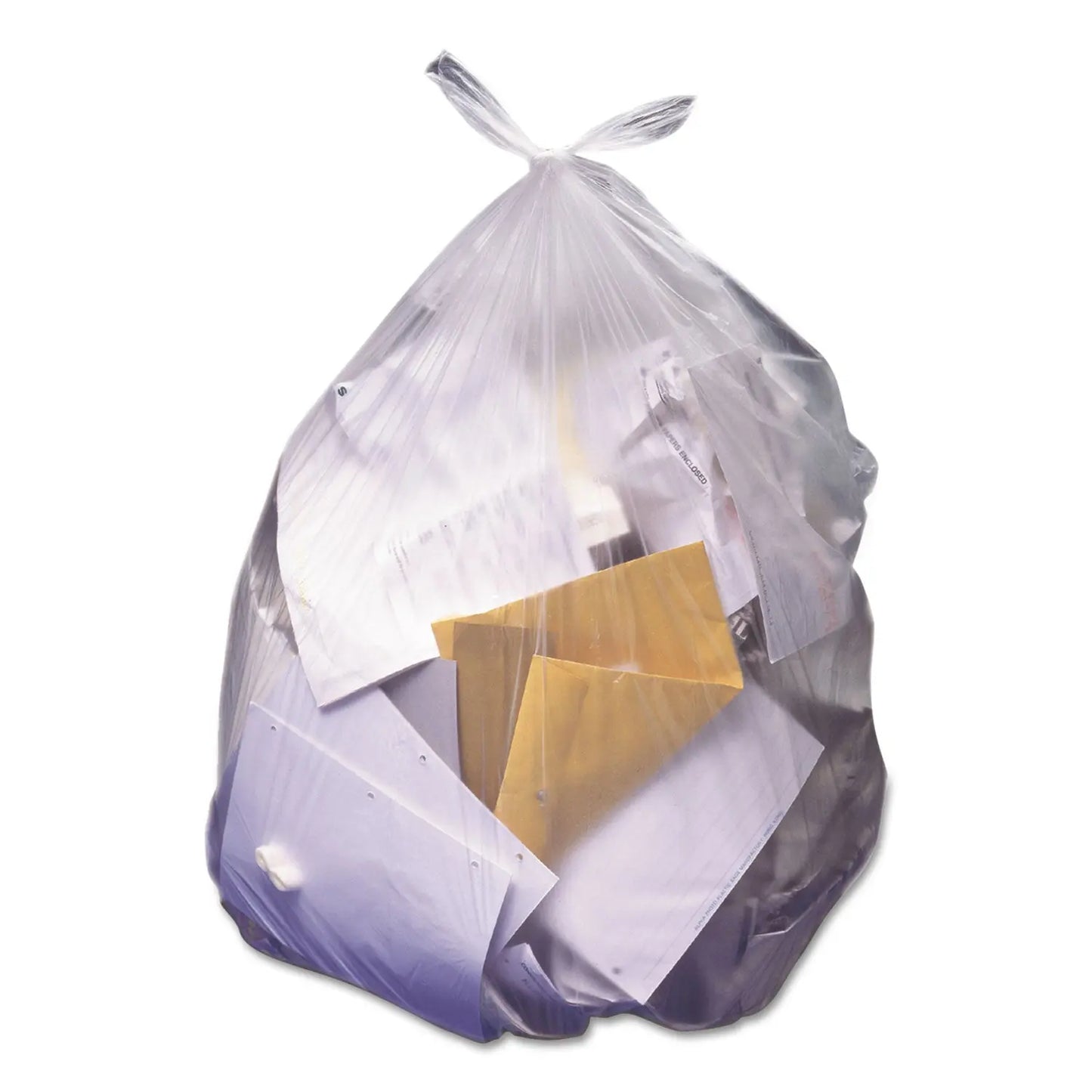 HERZ7660WNR01 High-Density Waste Can Liners, 60 Gal, 22 mic, 38" x 60", Clear, 25 Bags/Roll, 6 Rolls/Carton Heritage
