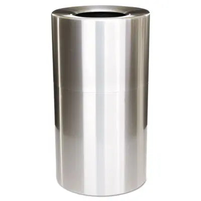 RCPAOT35SANL Atrium Aluminum Container with Liner, 35 gal, Aluminum, Satin Aluminum RUBBERMAID COMMERCIAL PROD.