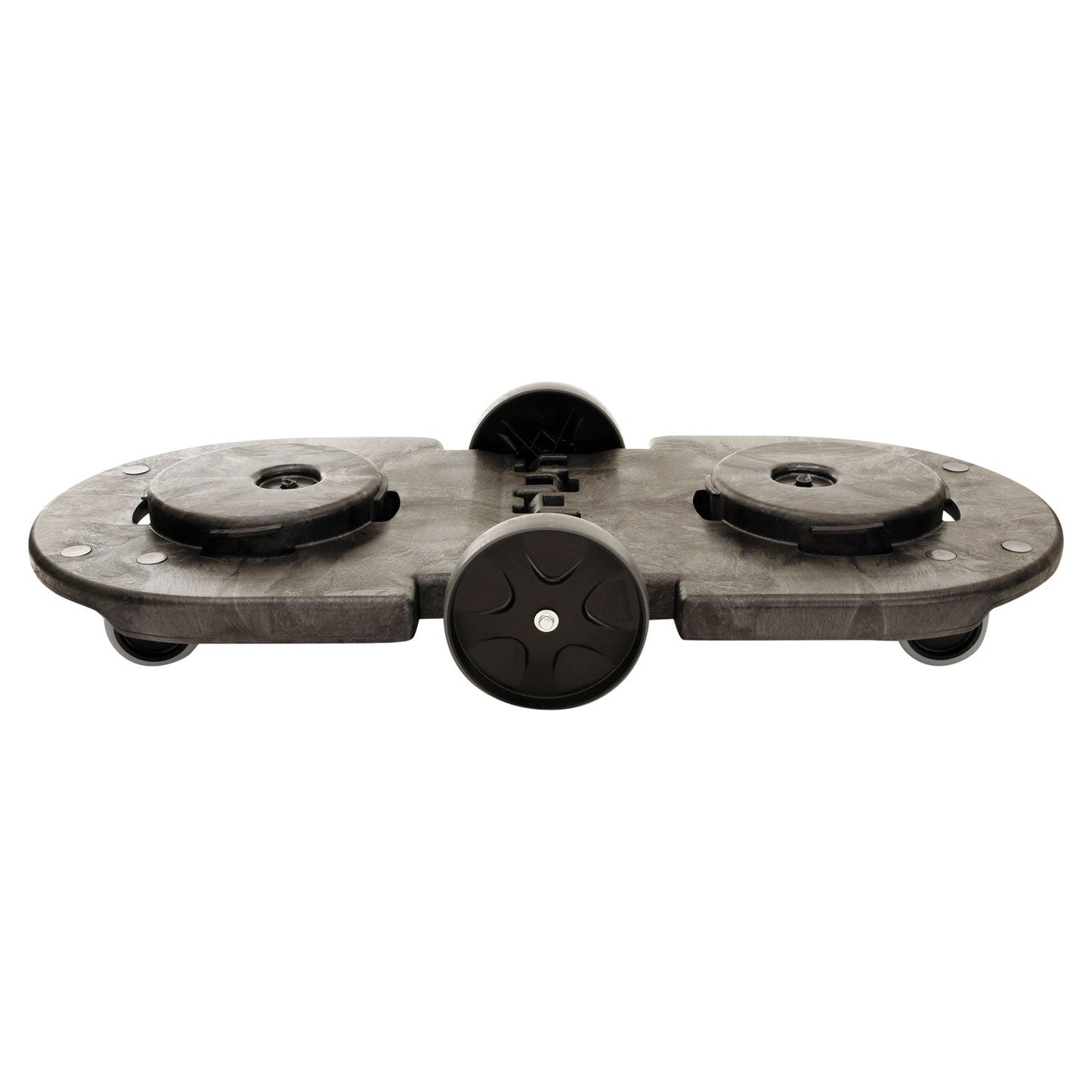 RCP264600BLA BRUTE Tandem Dolly, Two-Container, 300 lb Capacity, 20.25w x 45d x 8h, Black RUBBERMAID COMMERCIAL PROD.