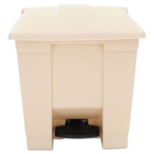 RCP6143BEI Indoor Utility Step-On Waste Container, 8 gal, Plastic, Beige