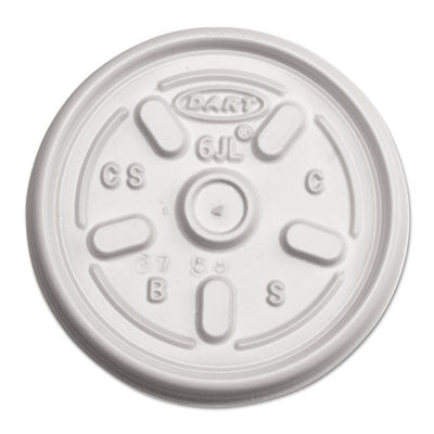 DCC6JL Plastic Lids for Foam Containers, Vented, Fits 3.5 oz to 6 oz, White, 100/Pack, 10 Packs/Carton DART