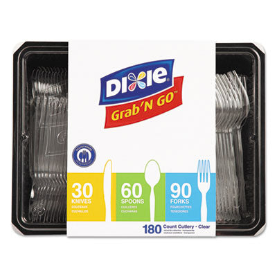 DXECH0369DX7 Heavyweight Polystyrene Cutlery, Fork/Knife/Spoon, Plastic, Clear, 180/Pack, 10 Packs/Carton DIXIE FOOD SERVICE