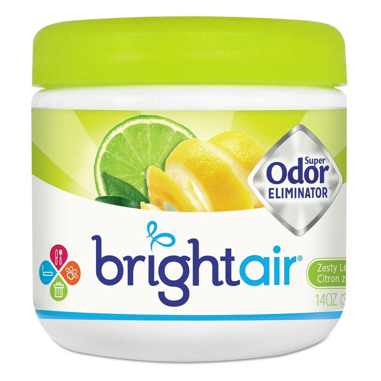 BRI900248EA Super Odor Eliminator, Zesty Lemon And Lime, 14 Oz Jar BRIGHT Air