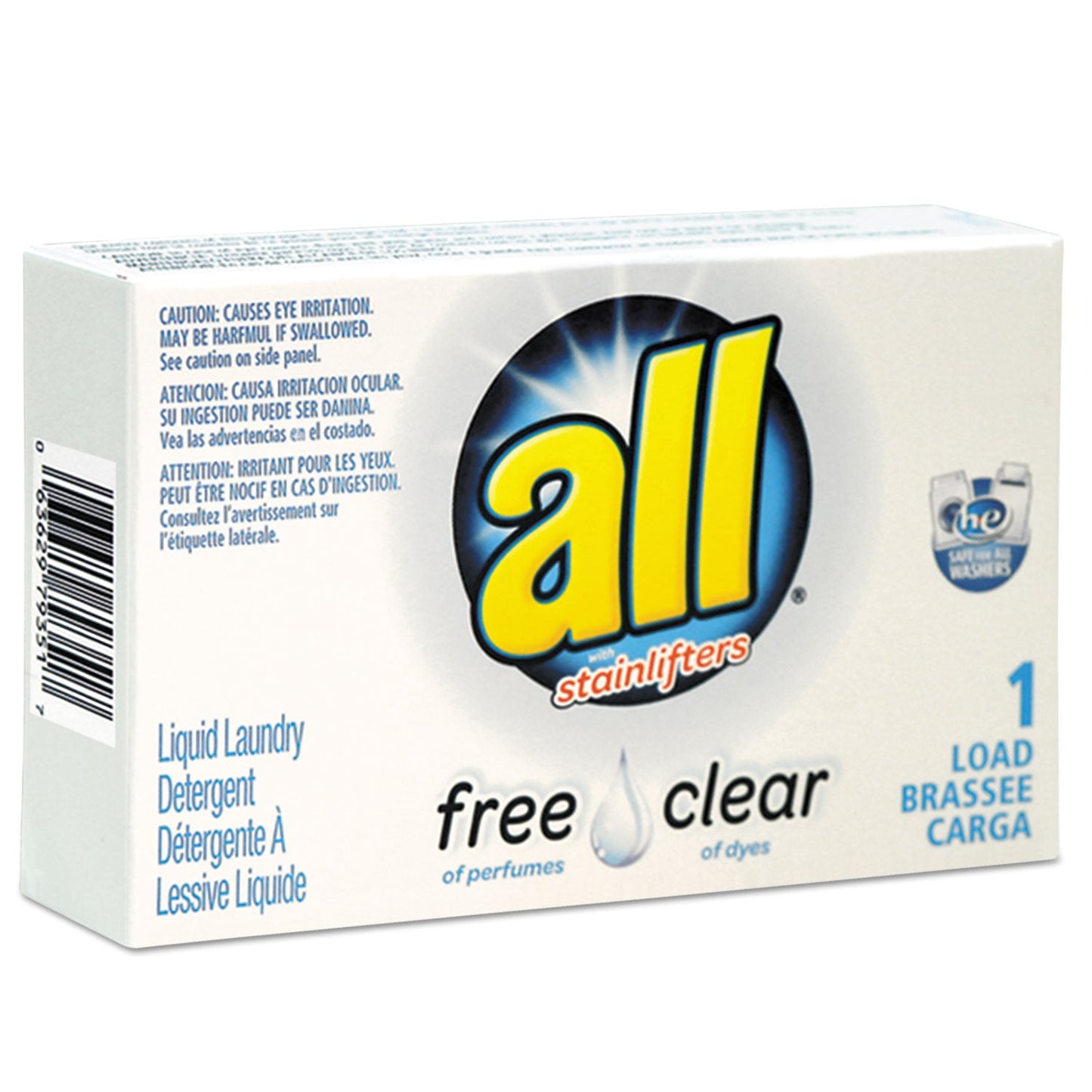 VEN2979351 Free Clear HE Liquid Laundry Detergent, Unscented, 1.25 oz Vending Box, 100/Carton all