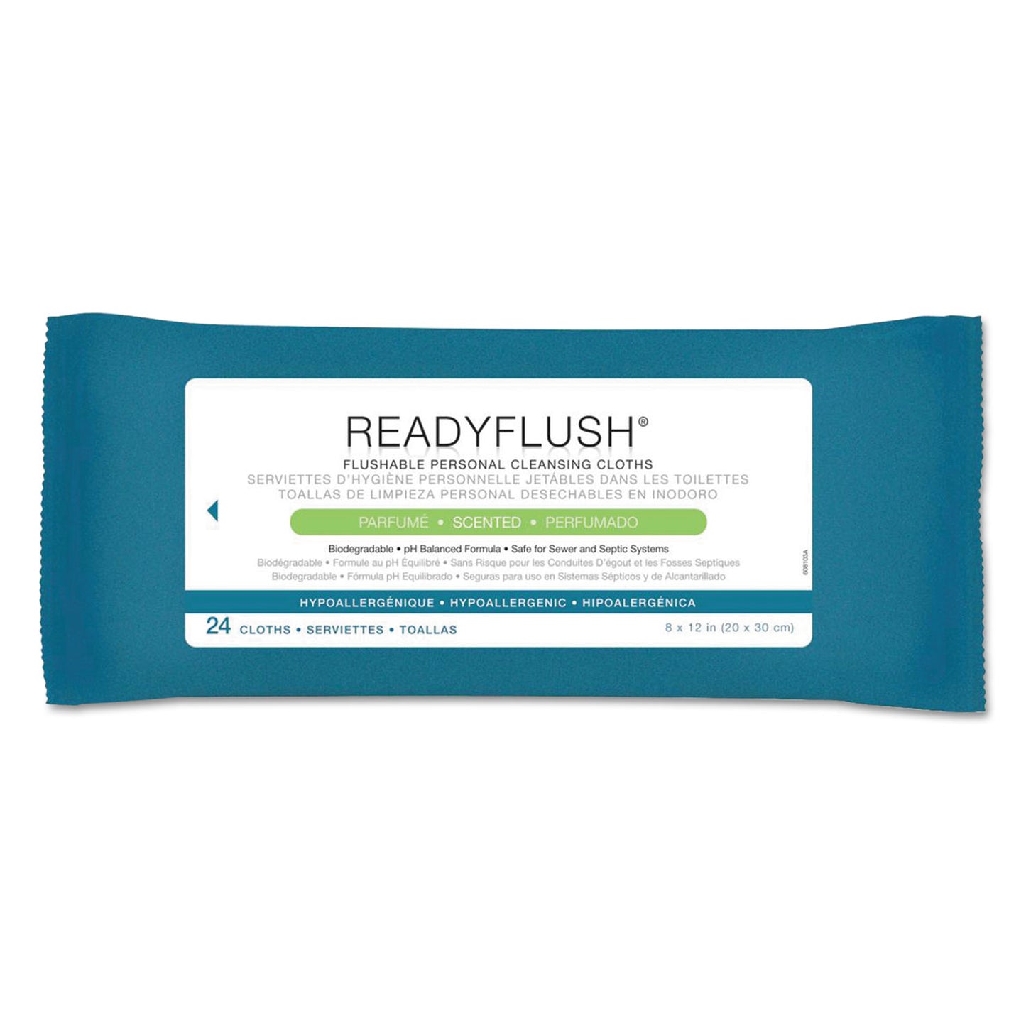 MIIMSC263810CT ReadyFlush Biodegradable Flushable Wipes, 1-Ply, 8 x 12, White, 24/Pack, 24 Packs/Carton Medline