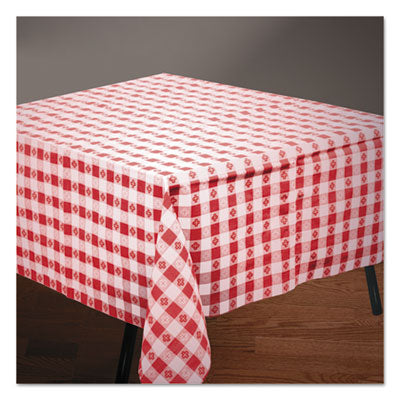 HFM220670 Tissue/Poly Tablecovers, 54" x 108", Red Gingham
