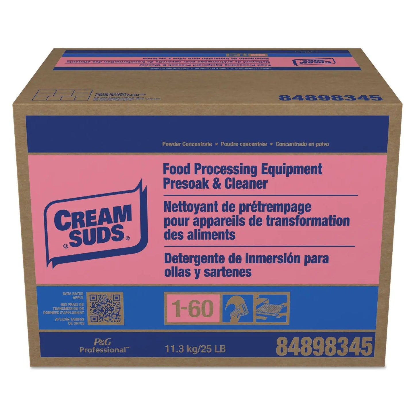 JOY43611 Manual Pot and Pan Presoak and Detergent with Phosphate, Baby Powder Scent, Powder, 25 lb Box Cream Suds