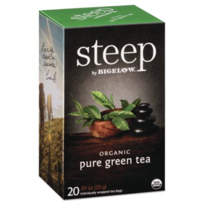BTC17703 Steep Tea, Pure Green, 0.91 Oz Tea Bag, 20/box BIGELOW TEA CO.