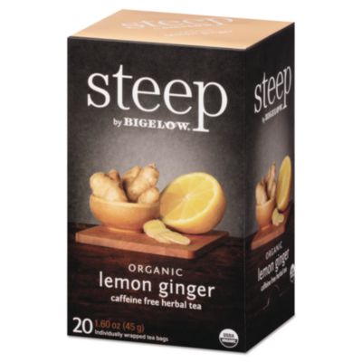 BTC17704 Steep Tea, Lemon Ginger, 1.6 Oz Tea Bag, 20/box BIGELOW TEA CO.