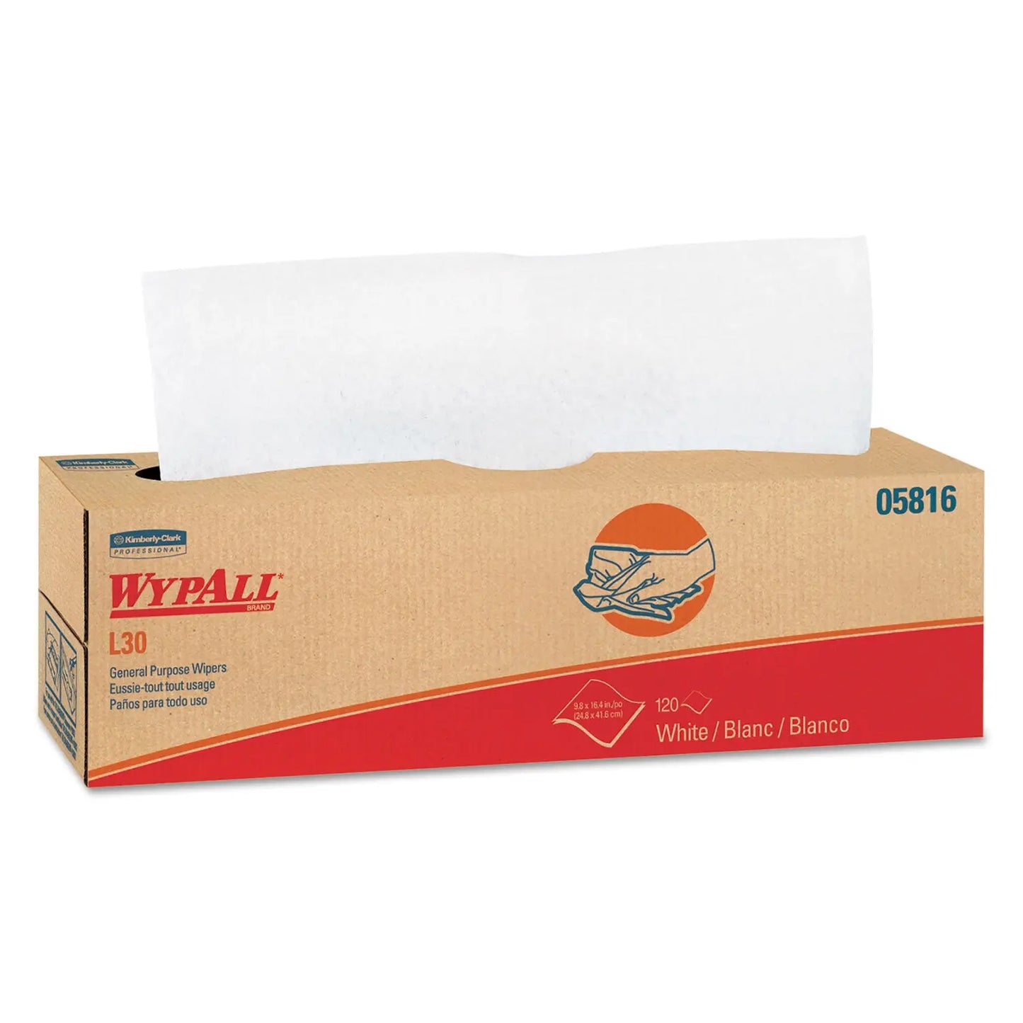 KCC05816 L30 Towels, POP-UP Box, 9.8 x 16.4, White, 120/Box, 6 Boxes/Carton WypAll