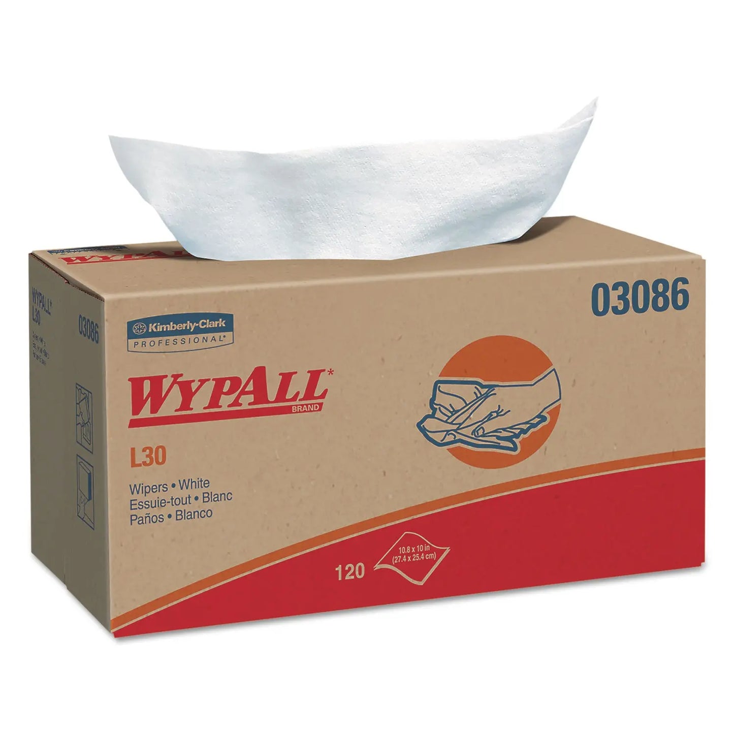 KCC03086 L30 Towels, POP-UP Box, 10 x 9.8, White, 120/Box, 10 Boxes/Carton WypAll