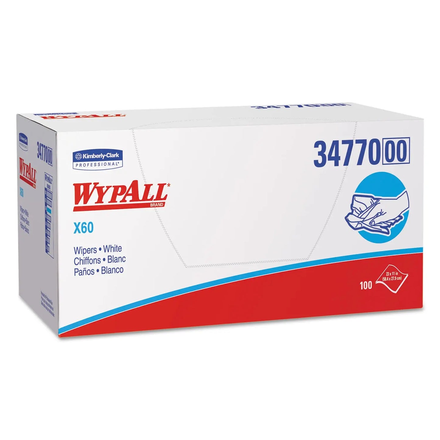 KCC34770 General Clean X60 Cloths, 1/4 Fold, 11 x 23, White, 100/Box, 9 Boxes/Carton WypAll