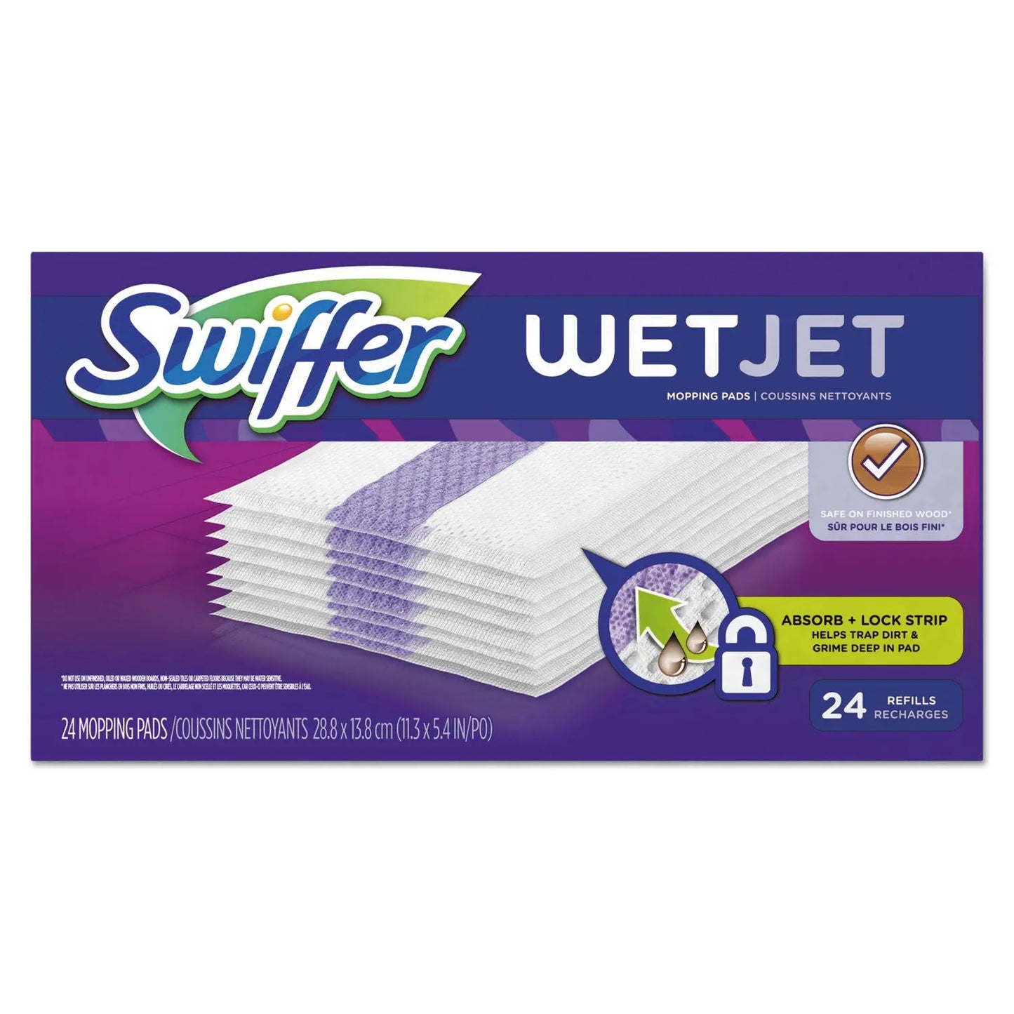 PGC08443CT WetJet System Refill Cloths, 11.3" x 5.4", White, 24/Box, 4/Carton Swiffer