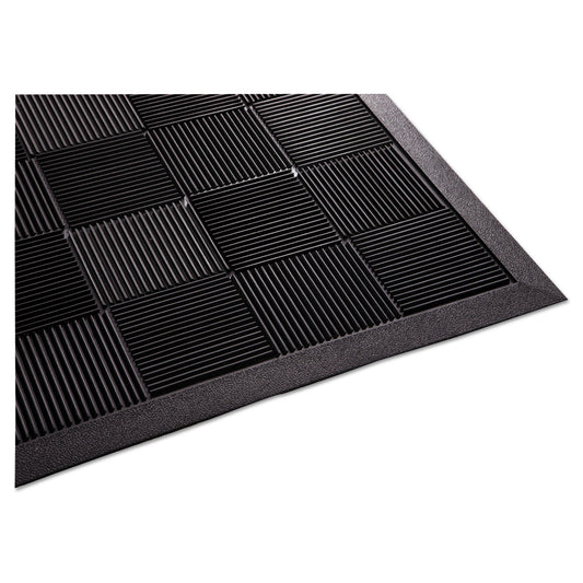 MLLPARQUET2X3 Parquet Scraper Mat, Black Blade Ribbed Rubber Surface, 24" x 36"