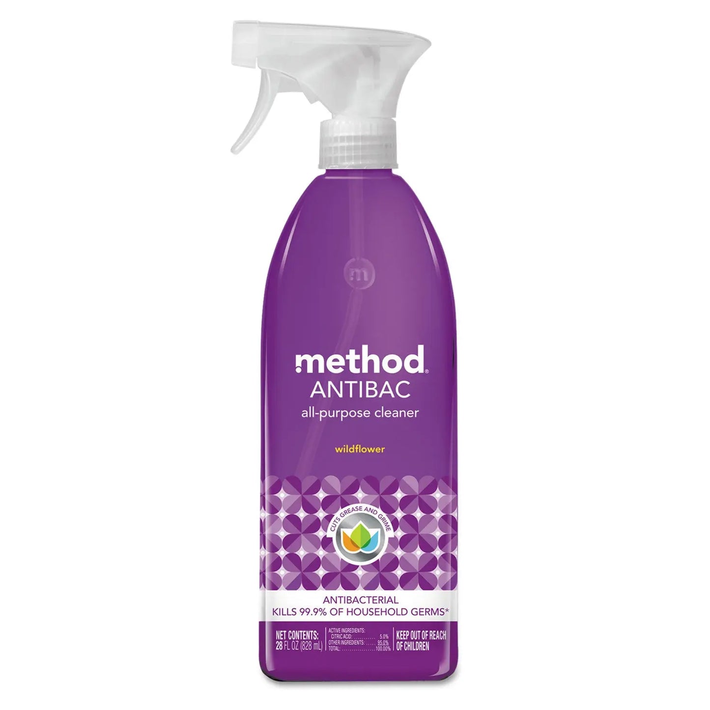 MTH01454 Antibac All-Purpose Cleaner, Wildflower, 28 Oz Spray Bottle, 8/carton Method
