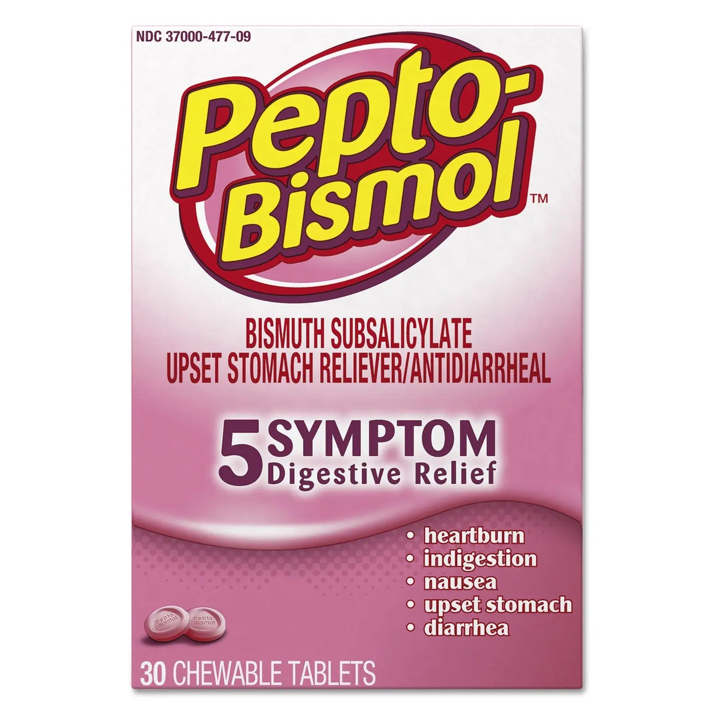 PGC03977BX Chewable Tablets, Original Flavor, 30 Tablets/Box Pepto-Bismol