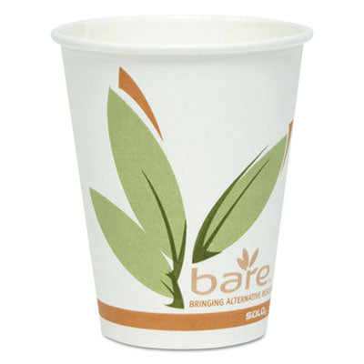 SCCW370RCJ8484 Bare Eco-Forward Recycled Content PCF Wrapped Paper Hot Cups, 10 oz, Green/White/Beige, 480/Carton