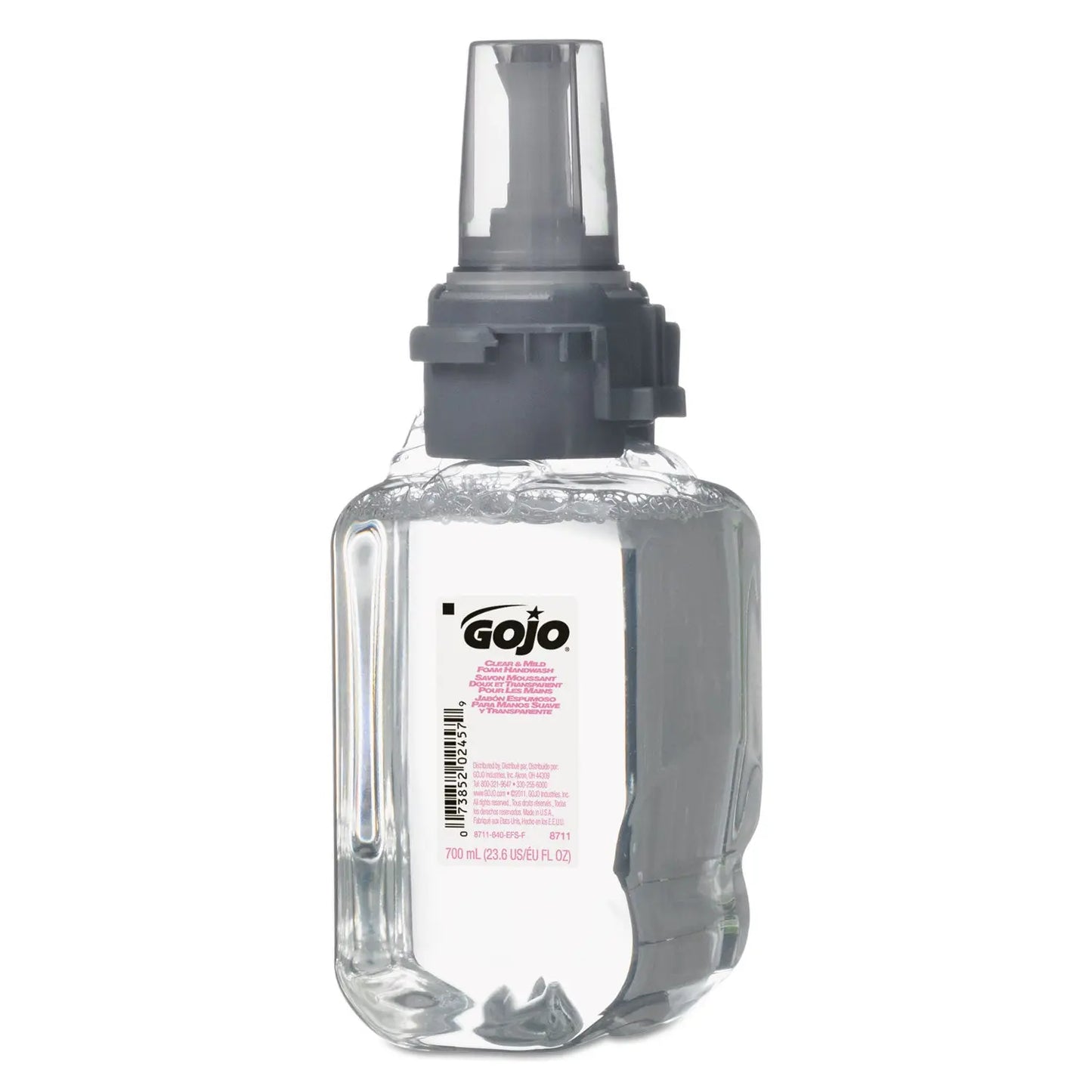 GOJ871104 Clear and Mild Foam Handwash Refill, For ADX-7 Dispenser, Fragrance-Free, 700 mL, 4/Carton GOJO