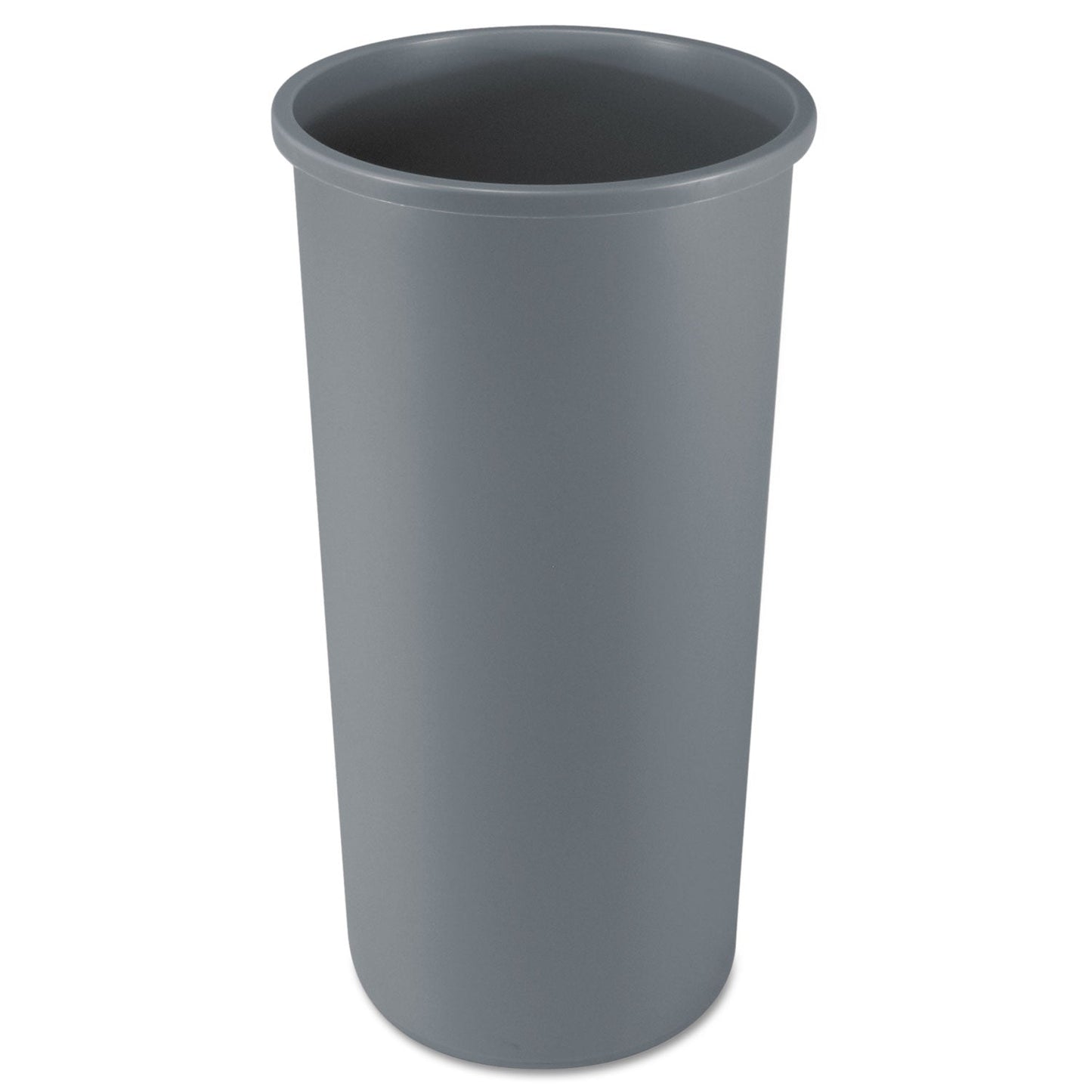 RCP354600GY Untouchable Large Plastic Round Waste Receptacle, 22 gal, Plastic, Gray RUBBERMAID COMMERCIAL PROD.