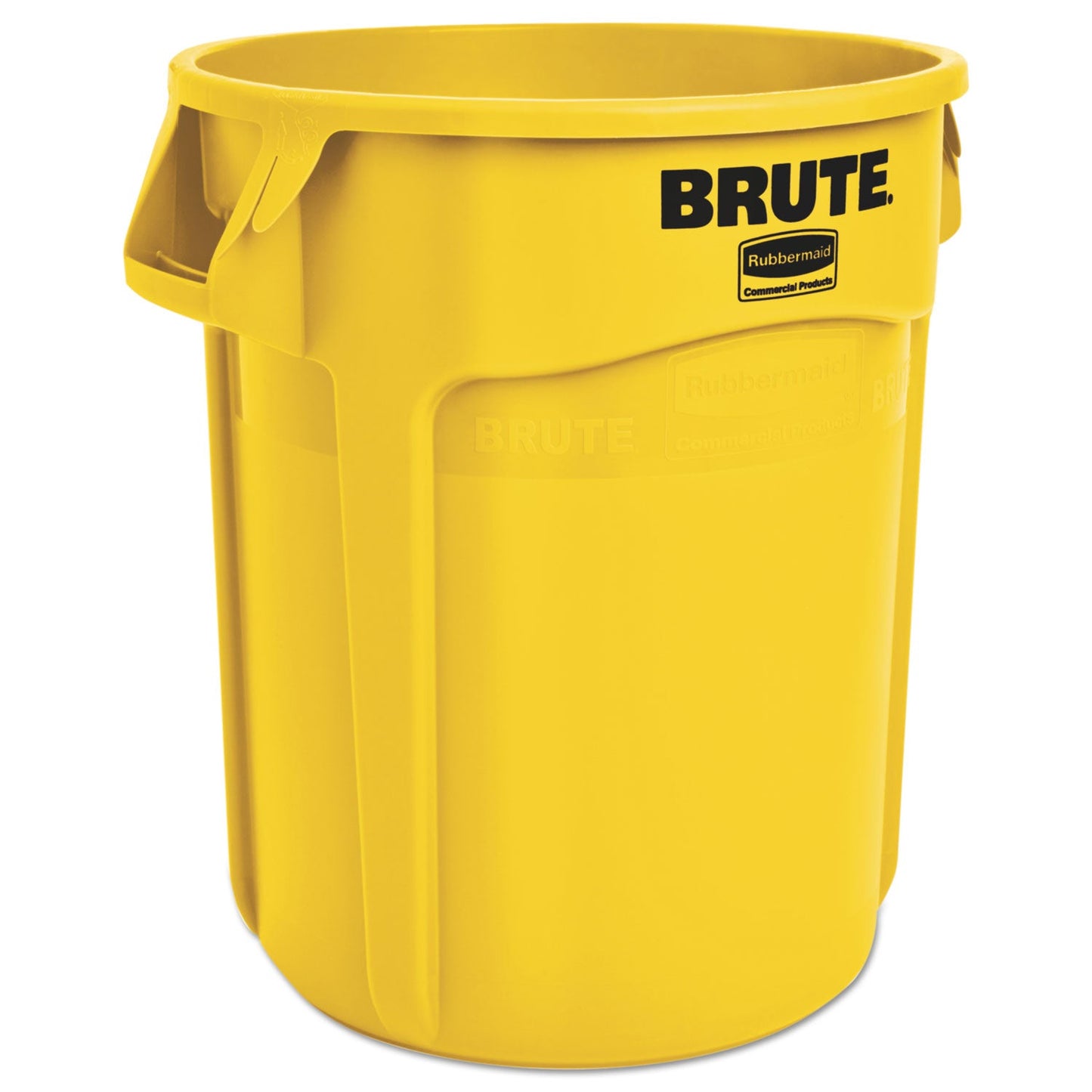 RCP2620YEL Vented Round Brute Container, 20 gal, Plastic, Yellow RUBBERMAID COMMERCIAL PROD.