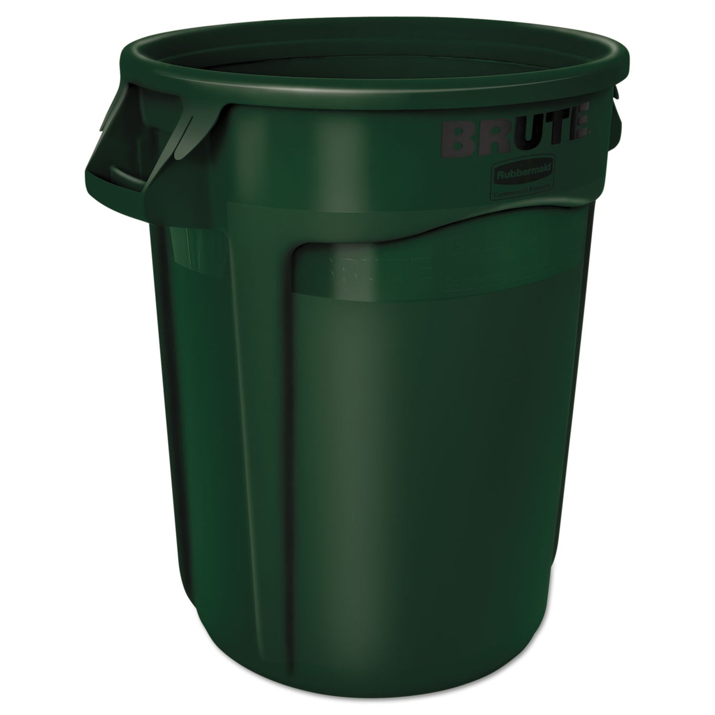 RCP2632DGR Vented Round Brute Container, 32 gal, Plastic, Dark Green RUBBERMAID COMMERCIAL PROD.