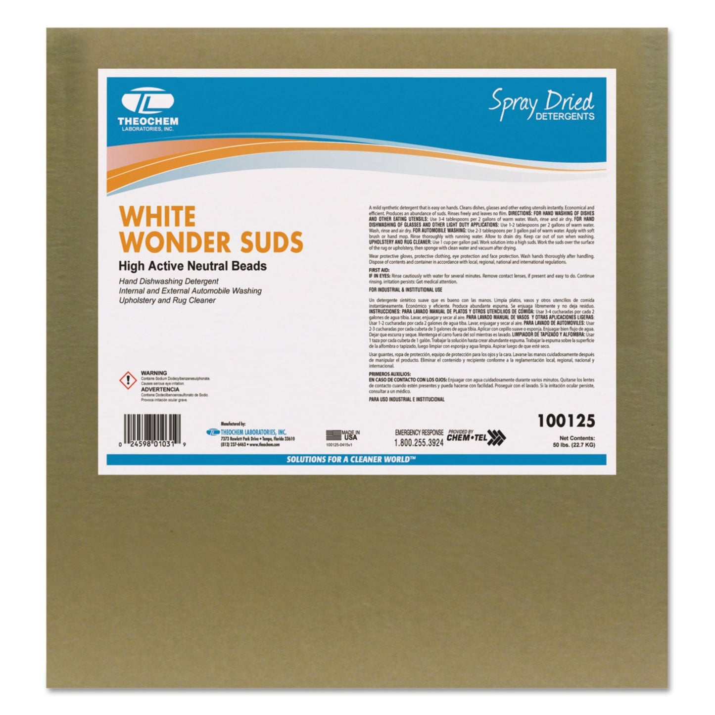 TOL125 Hand Dishwashing Detergent, 50 Lb Box Theochem Laboratories
