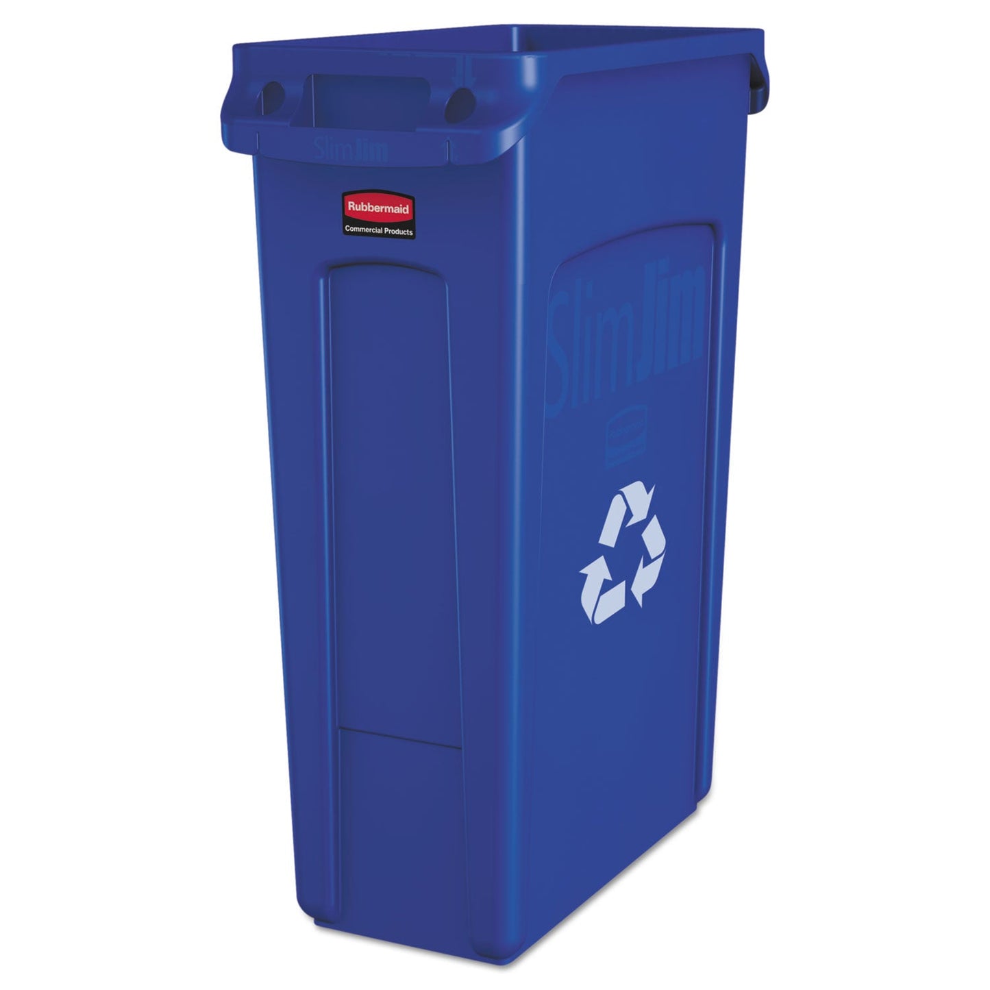 RCP354007BE Slim Jim Plastic Recycling Container with Venting Channels, 23 gal, Plastic, Blue RUBBERMAID COMMERCIAL PROD.