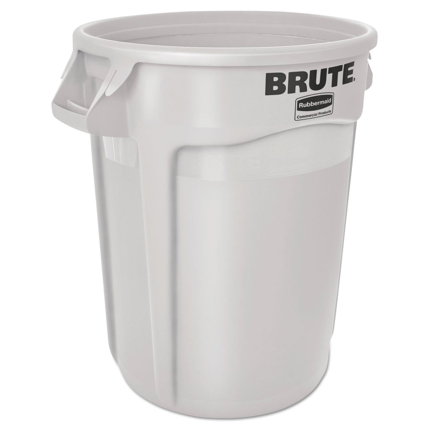RCP2610WHI Vented Round Brute Container, 10 gal, Plastic, White RUBBERMAID COMMERCIAL PROD.