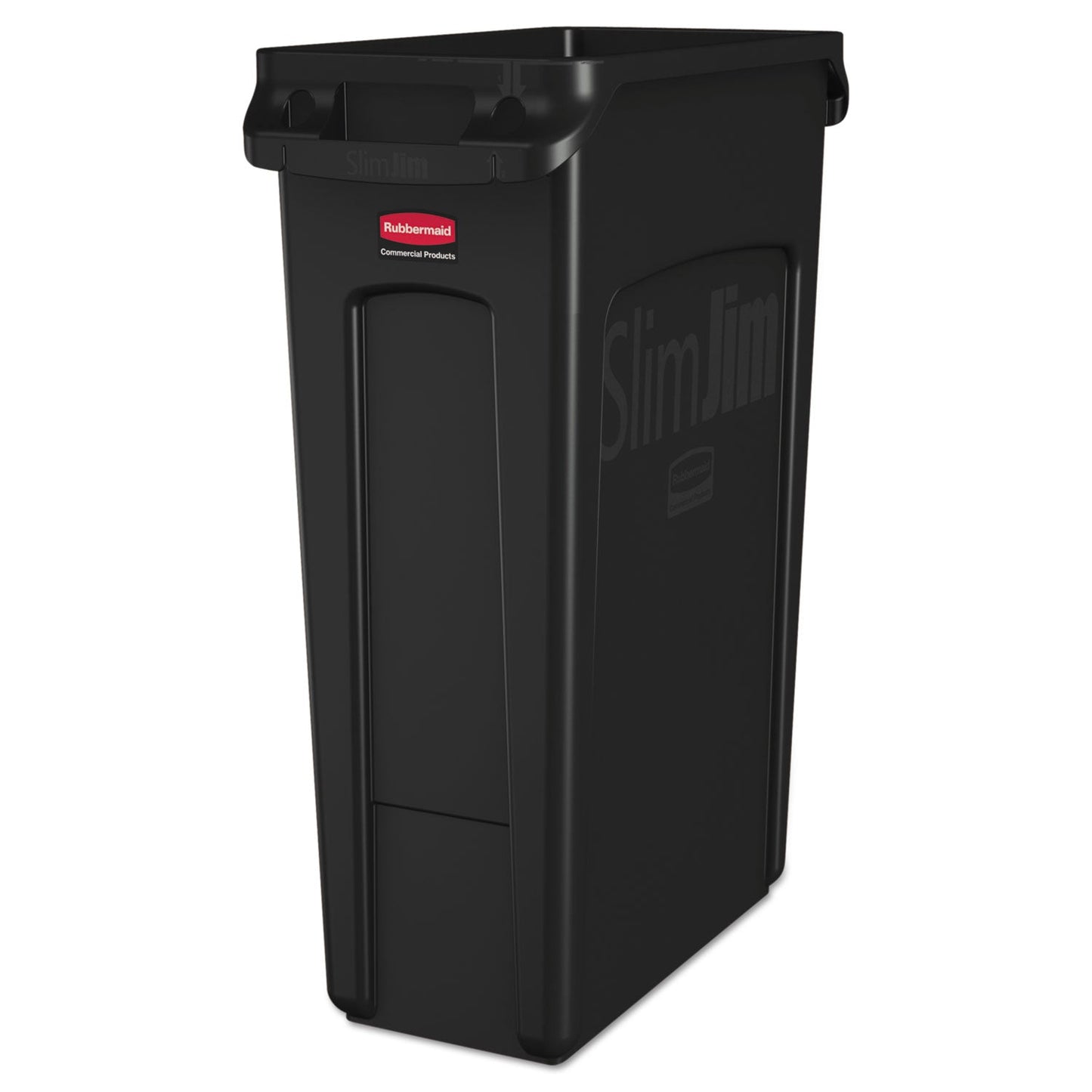 RCP354060BK Slim Jim with Venting Channels, 23 gal, Plastic, Black RUBBERMAID COMMERCIAL PROD.