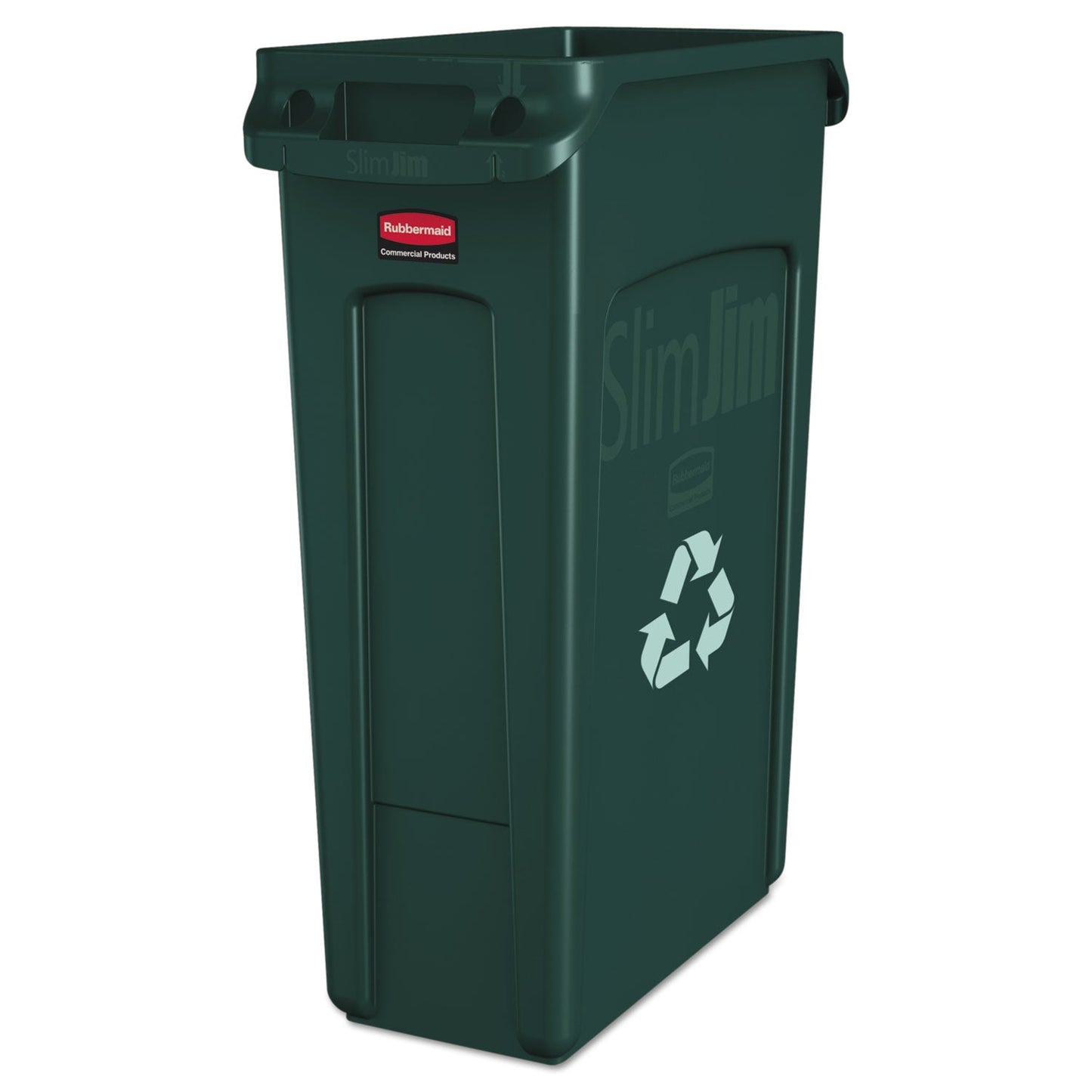 RCP354007GN Slim Jim Plastic Recycling Container with Venting Channels, 23 gal, Plastic, Green RUBBERMAID COMMERCIAL PROD.