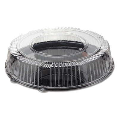 WNAAC916BLPET Round Catering Tray with Dome Lid, 16" Diameter, Black/Clear, Plastic, 25/Carton