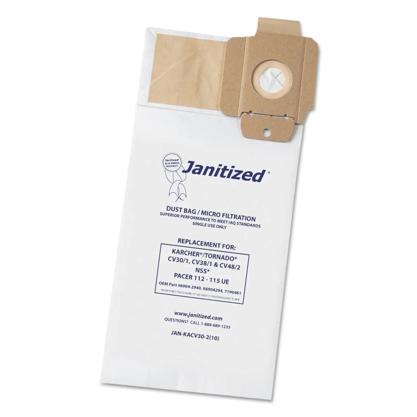 APCJANKACV302 Vacuum Filter Bags Designed to Fit Karcher/Tornado CV30/1, CV38/1, CV48/2, 100/Carton Janitized