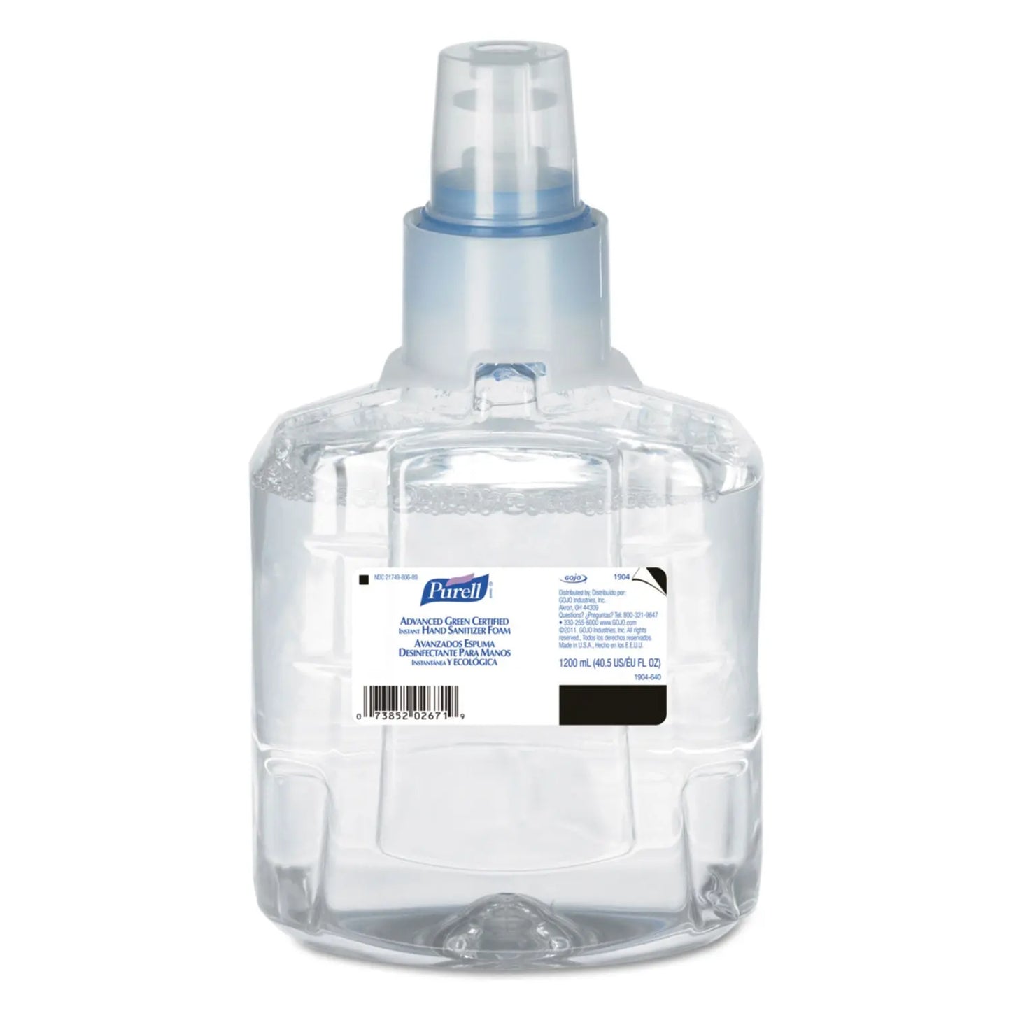GOJ190402CT Advanced Hand Sanitizer Green Certified Foam Refill, For LTX-12 Dispensers, 1,200 mL, Fragrance-Free, 2/Carton PURELL