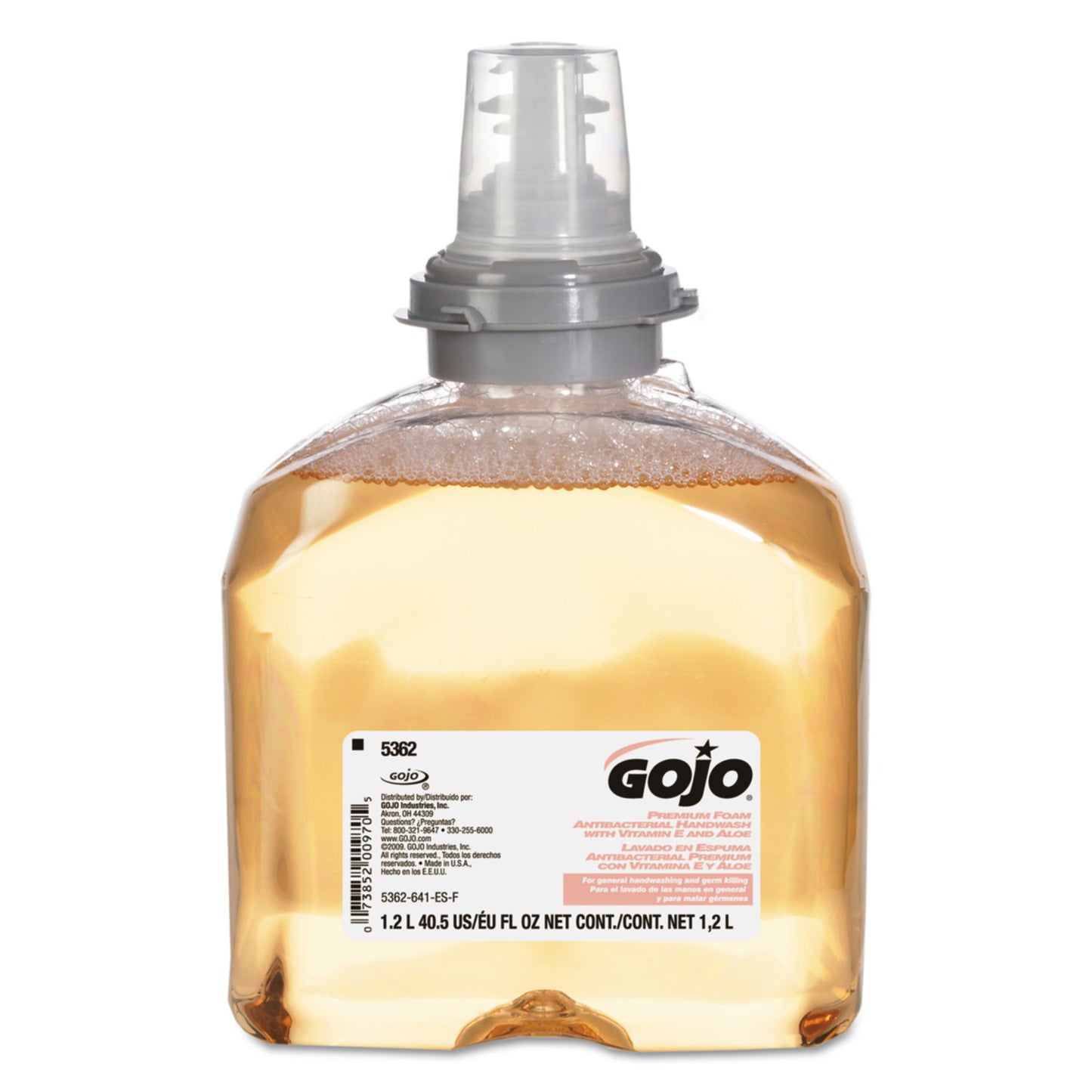 GOJ536202 TFX Premium Foam Antibacterial Hand Wash, Refill for GOJO TFX Touch-Free Dispenser, Fresh Fruit Scent, 1,200 mL, 2/Carton