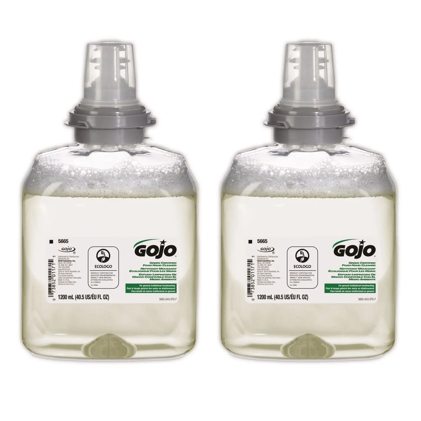 GOJ566502CT Tfx Green Certified Foam Hand Cleaner Refill, Unscented, 1,200 Ml, 2/carton GOJO