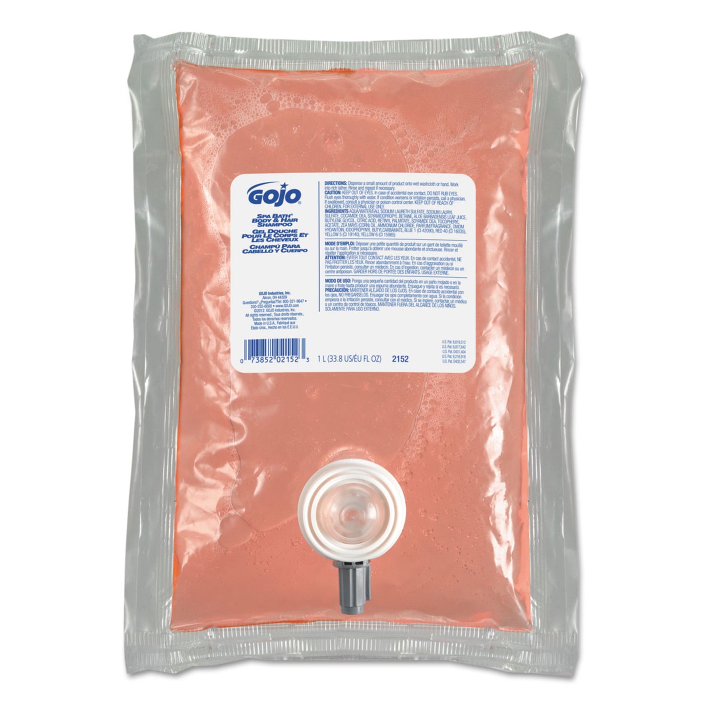 GOJ2152 Spa Bath Body and Hair Shampoo, Herbal Scent, 1,000 mL, 8/Carton