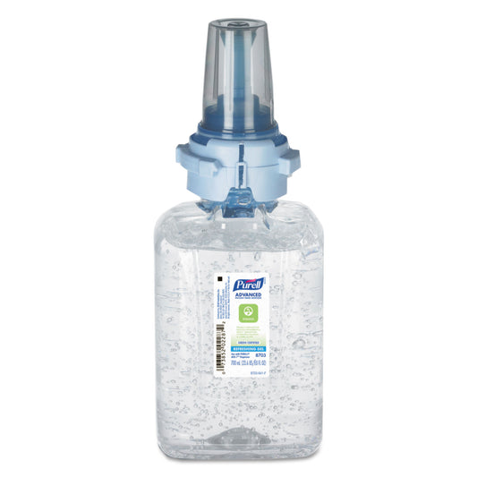 GOJ870304CT Advanced Hand Sanitizer Green Certified Gel Refill, For ADX-7 Dispensers, 700 mL, Fragrance-Free, 4/Carton