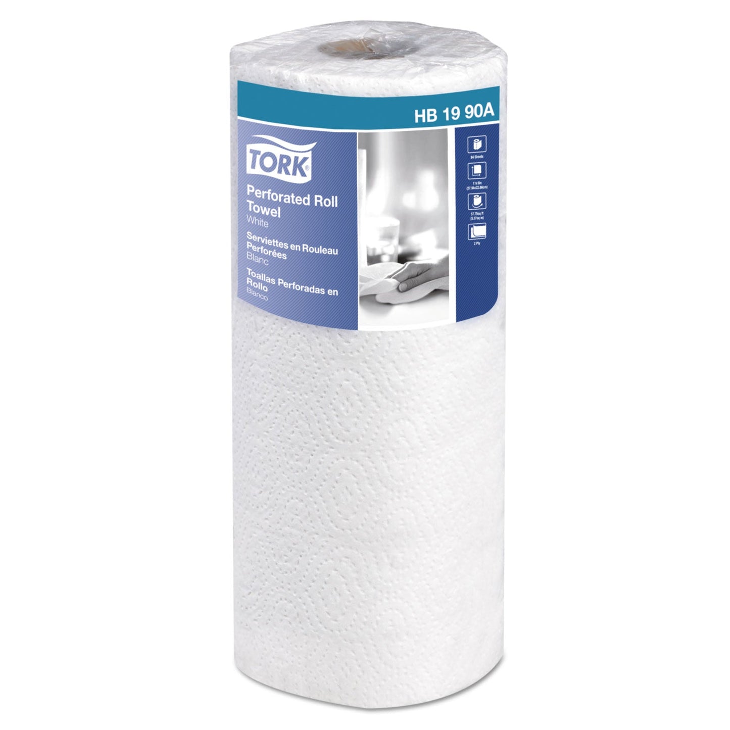 TRKHB1990A Universal Perforated Kitchen Towel Roll, 2-Ply, 11 x 9, White, 84/Roll, 30 Rolls/Carton Tork