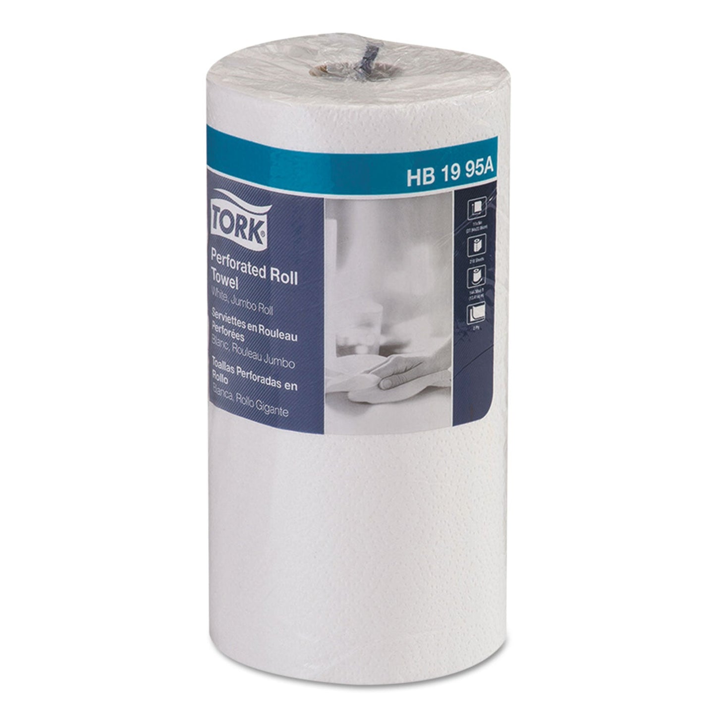 TRKHB1995A Universal Perforated Kitchen Towel Roll, 2-Ply, 11 x 9, White, 210 Sheets/Roll, 12 Rolls/Carton Tork