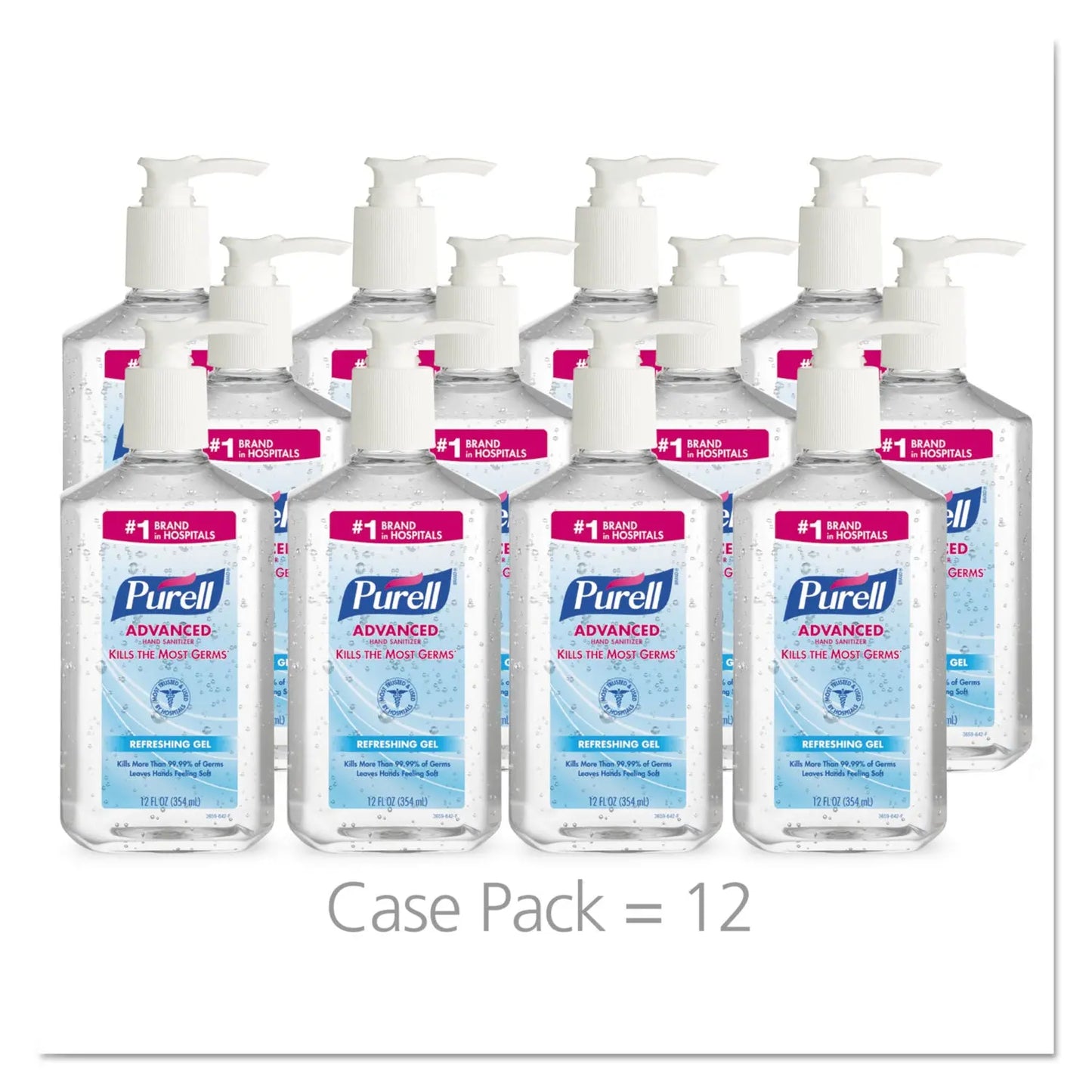 GOJ365912CT Advanced Hand Sanitizer Refreshing Gel, 12 oz Pump Bottle, Clean Scent, 12/Carton PURELL