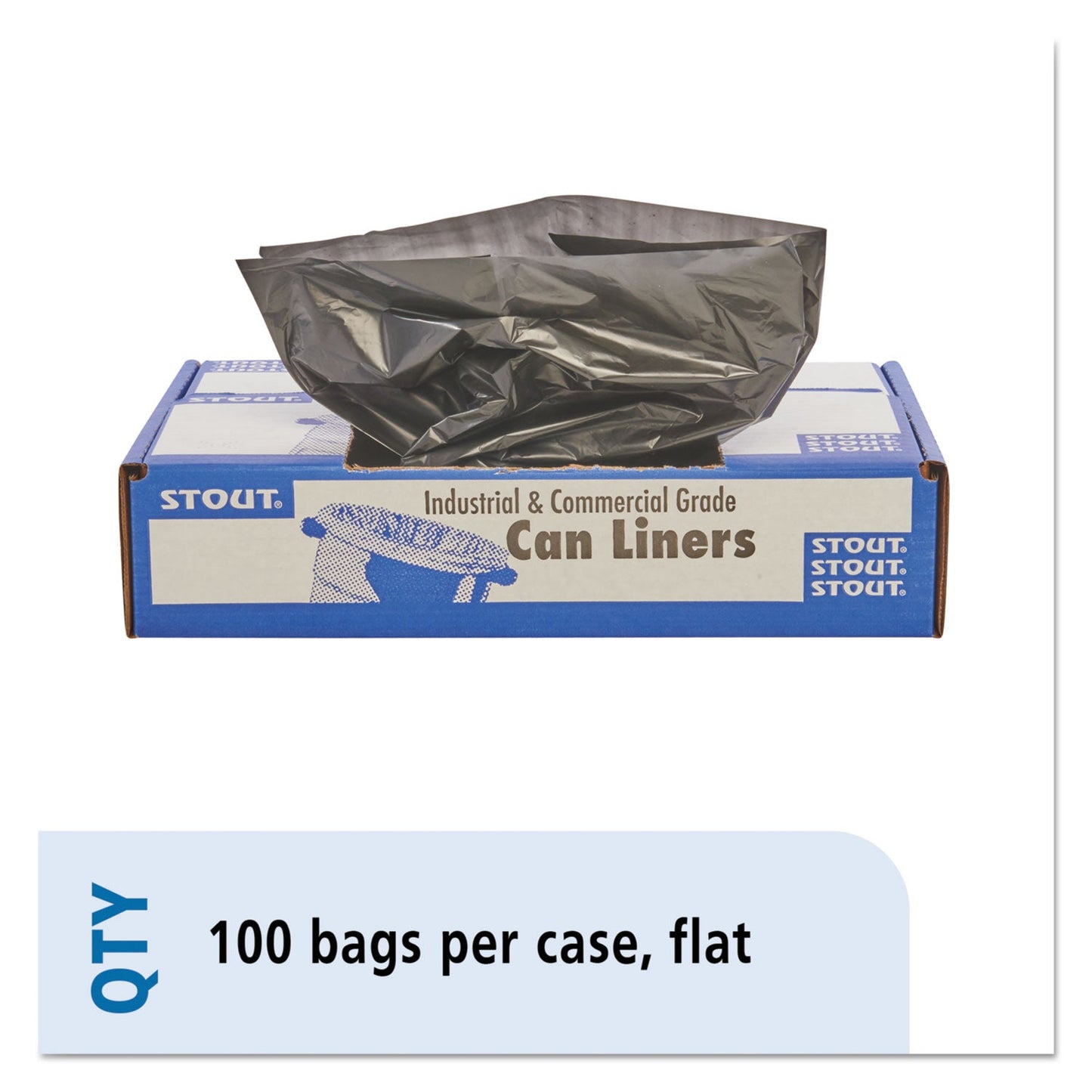STOT3039B13 Total Recycled Content Plastic Trash Bags, 30 Gal, 1.3 mil, 30" x 39", Black/Brown, 100/Carton Stout by Envision