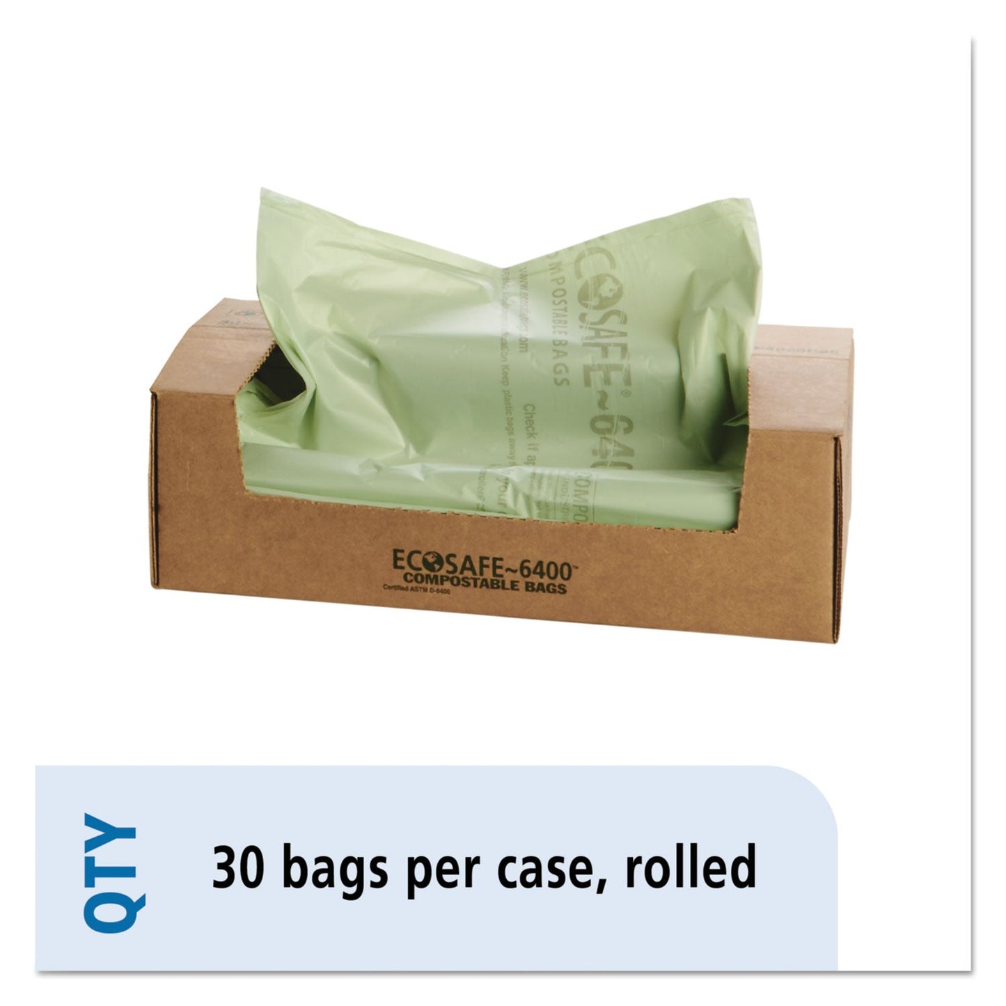 STOE4860E85 Ecosafe-6400 Bags, 64 Gal, 0.85 Mil, 48" X 60", Green, 30/box Stout by Envision