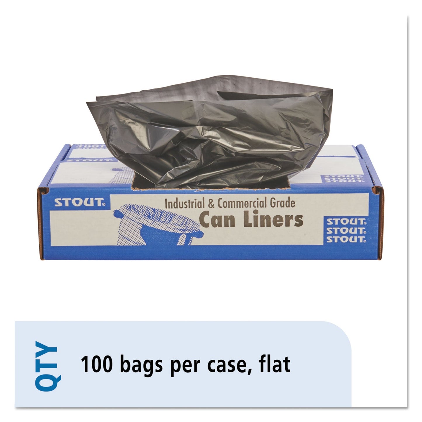 STOT3340B13 Total Recycled Content Plastic Trash Bags, 33 gal, 1.3 mil, 33" x 40", Black/Brown, 100/Carton Stout by Envision