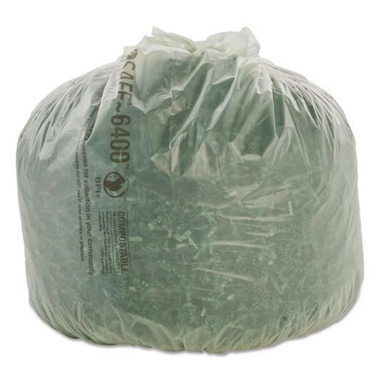 STOE2430E85 Ecosafe-6400 Bags, 13 Gal, 0.85 Mil, 24" X 30", Green, 45/box