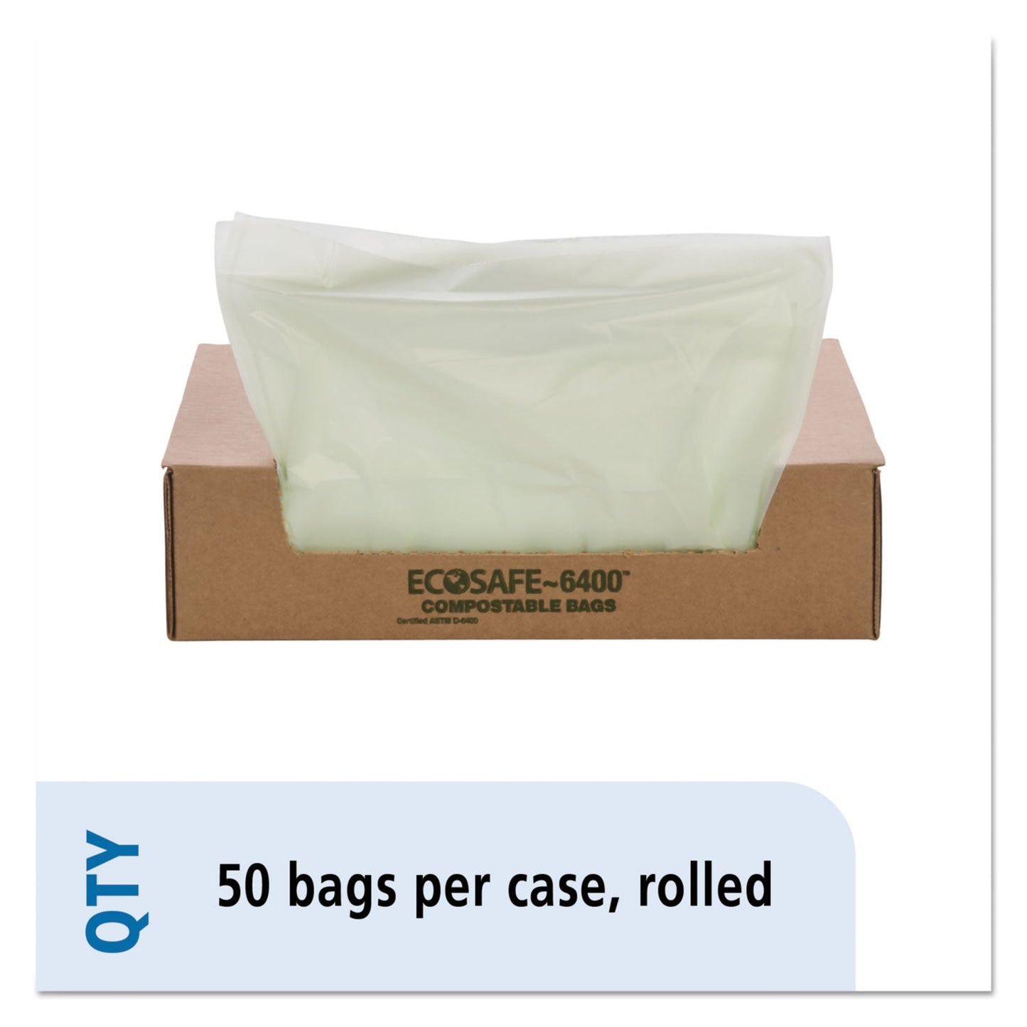STOE3348E85 Ecosafe-6400 Bags, 32 Gal, 0.85 Mil, 33" X 48", Green, 50/box Stout by Envision