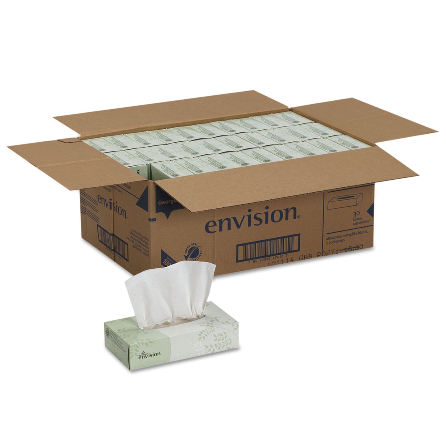 GPC47410 Envision White Facial Tissue, 2-Ply, White, 100 Sheets/Box, 30 Boxes/Carton