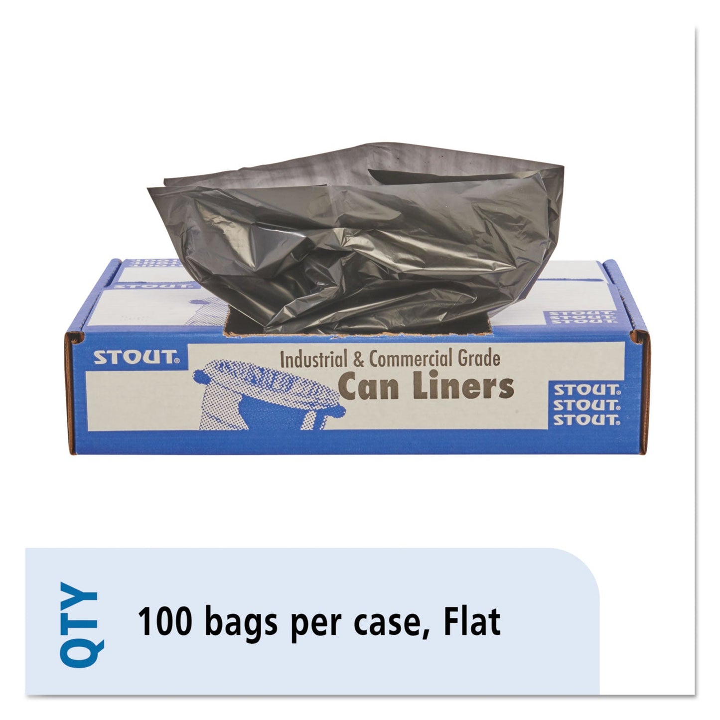 STOT4349B15 Total Recycled Content Plastic Trash Bags, 56 gal, 1.5 mil, 43" x 49", Black/Brown, 100/Carton Stout by Envision